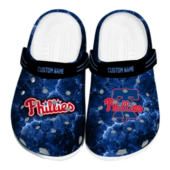 Philadelphia Phillies Clogs - Personalized Cracked Energy Blue Black