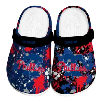 Philadelphia Phillies Clogs - Personalized Splatter Splash Blue Black