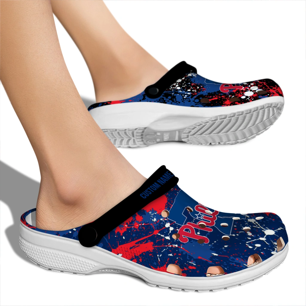 philadelphia-phillies-clog-personalized-splatter-splash-blue-black-fashion-forward.webp