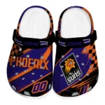 Phoenix Suns Clogs - Personalized Checkered Streaks Purple Black 1 Phoenix Suns Clogs – Personalized Checkered Streaks Purple Black 1