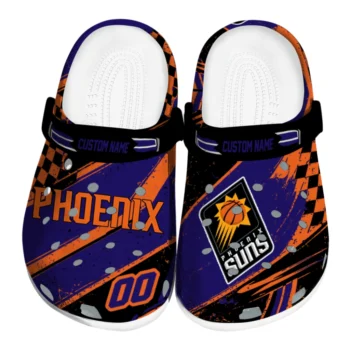 Phoenix Suns Clogs - Personalized Checkered Streaks Purple Black