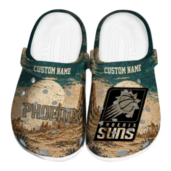 Phoenix Suns Clogs - Custom Cracked Landscape Fir Green Beige
