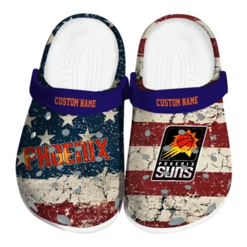 Phoenix Suns Clogs - Custom Distressed Stripes Purple Red Blue