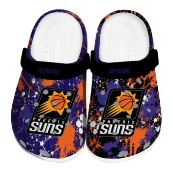 Phoenix Suns Clogs - Customized Splatter Splash Purple Black