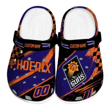 Phoenix Suns Clogs - Personalized Checkered Streaks Purple Black
