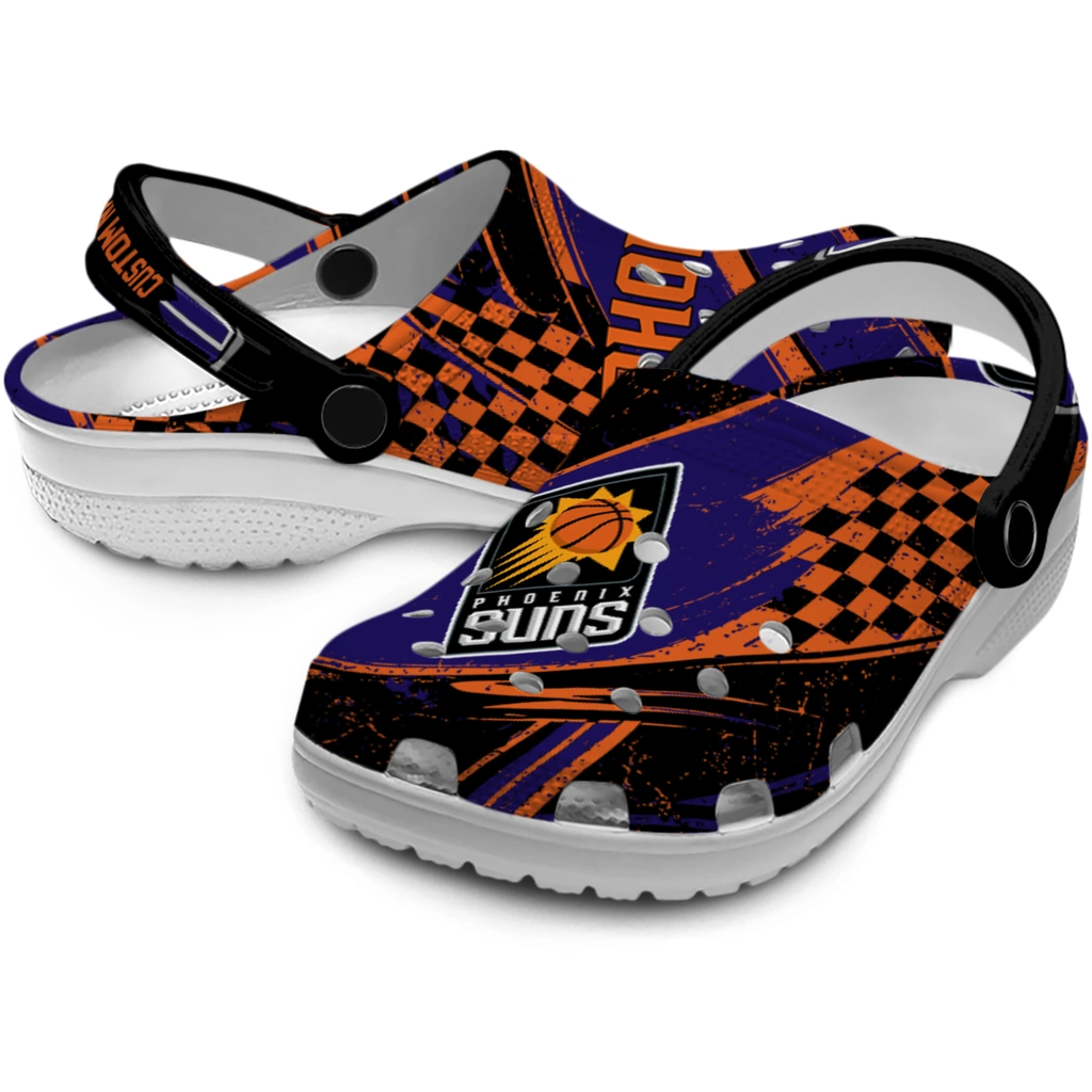 phoenix-suns-clog-personalized-checkered-streaks-purple-black-high-quality.webp