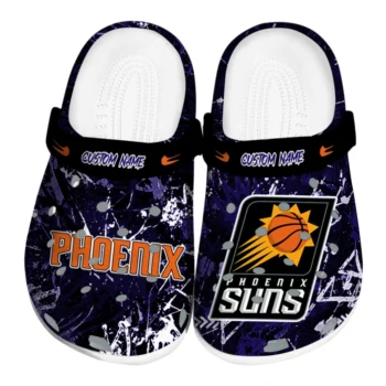 Phoenix Suns Clogs - Personalized Graffiti Burst Purple Black
