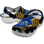 Pittsburgh Panthers Clogs – Personalized Checkered Streaks Royal Blue Black 1
