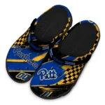 Pittsburgh Panthers Clogs – Personalized Checkered Streaks Royal Blue Black 1