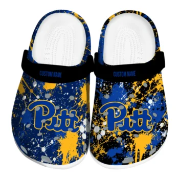 Pittsburgh Panthers Clogs - Customized Splatter Splash Royal Blue Black