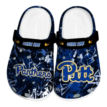 Pittsburgh Panthers Clogs - Personalized Graffiti Burst Royal Blue Black