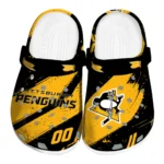 Pittsburgh Penguins Clogs - Customized Checkered Streaks Yellow Black 1 pittsburgh-penguins-clog-customized-checkered-streaks-yellow-black-best-selling.webp