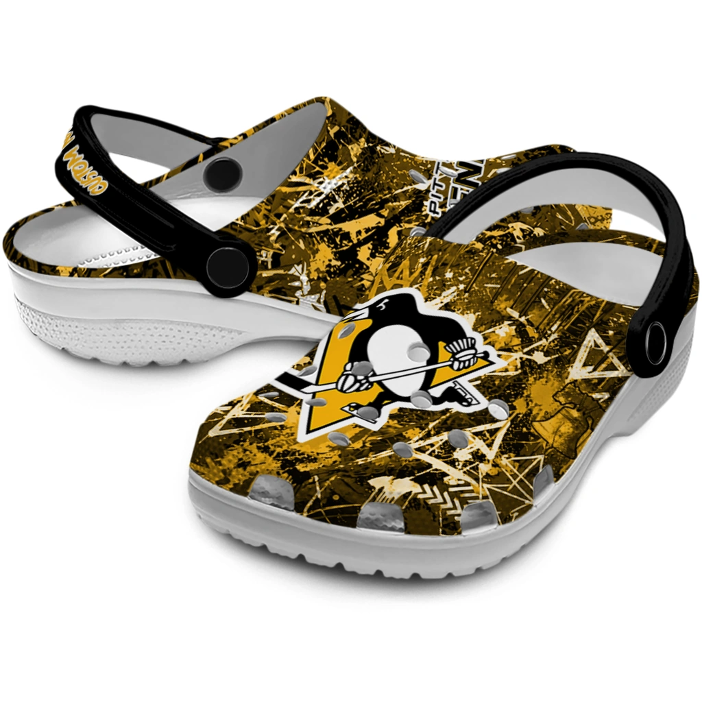 pittsburgh-penguins-clog-customized-graffiti-burst-yellow-black-high-quality.webp