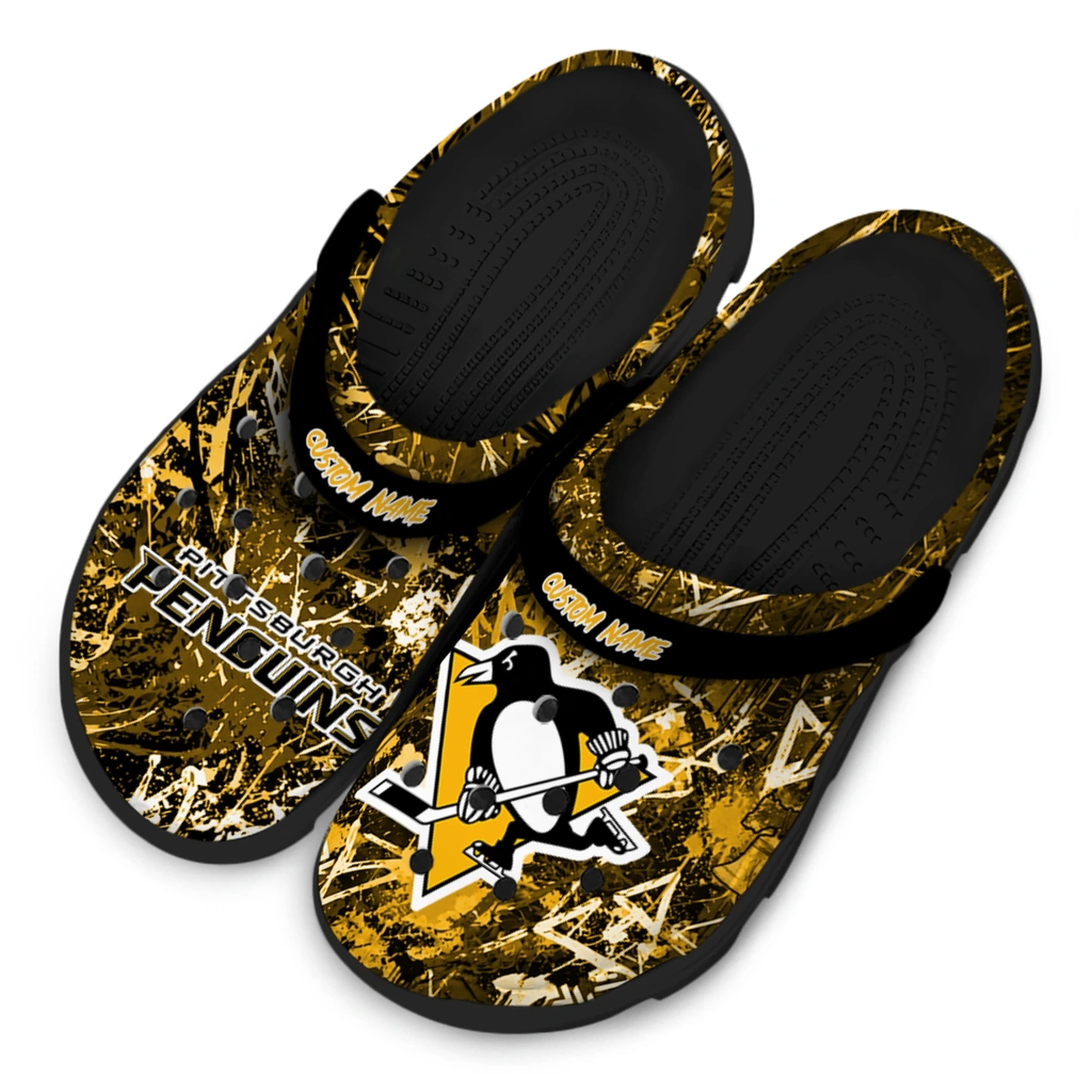 pittsburgh-penguins-clog-customized-graffiti-burst-yellow-black-latest-model.webp