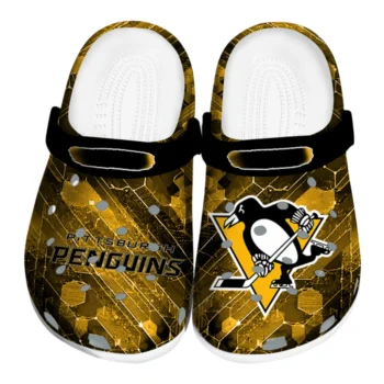 Pittsburgh Penguins Clogs - Personalized Circuit Geometry Yellow Black