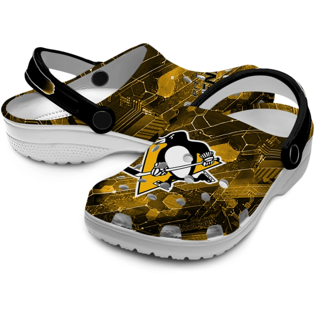 pittsburgh-penguins-clog-personalized-circuit-geometry-yellow-black-high-quality.webp