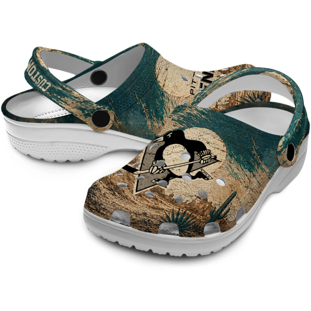 pittsburgh-penguins-clog-personalized-cracked-landscape-fir-green-beige-high-quality.webp