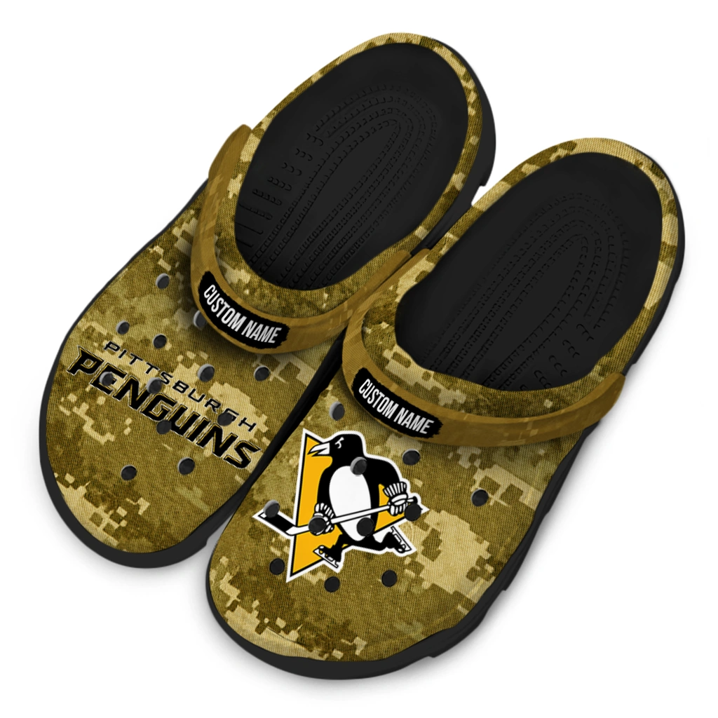 pittsburgh-penguins-clog-personalized-digital-camo-yellow-latest-model.webp