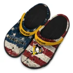 pittsburgh-penguins-clog-personalized-distressed-stripes-yellow-red-blue-best-selling.webp