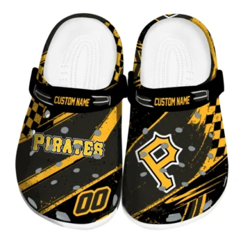 Pittsburgh Pirates Clogs - Customized Checkered Streaks Black