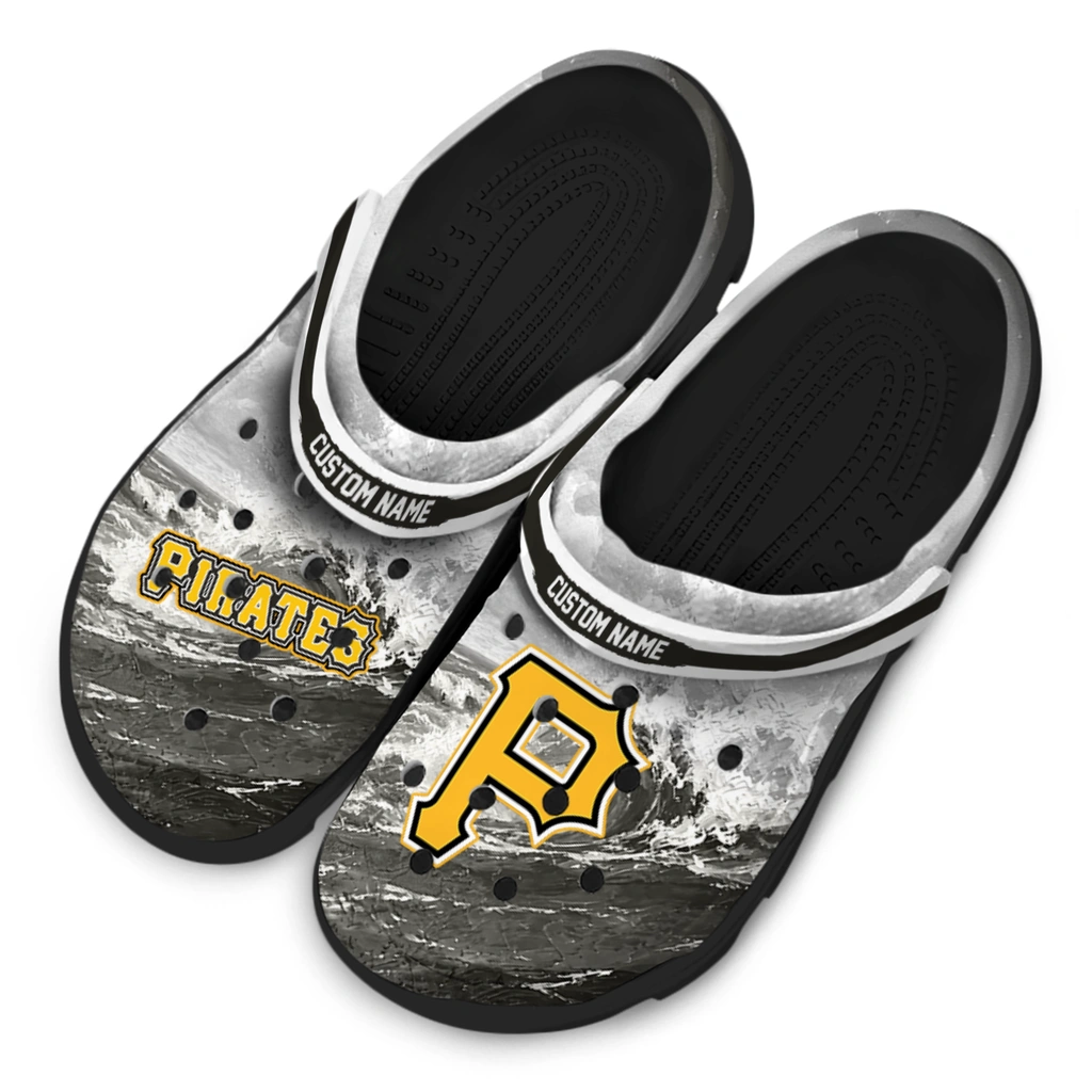 pittsburgh-pirates-clog-customized-wave-swirl-black-white-latest-model.webp