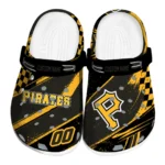 Pittsburgh Pirates Clogs - Customized Checkered Streaks Black 1 Pittsburgh Pirates Clogs – Customized Checkered Streaks Black 1