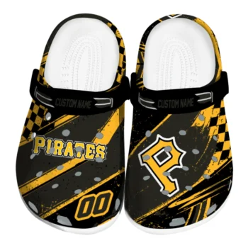 Pittsburgh Pirates Clogs - Customized Checkered Streaks Black
