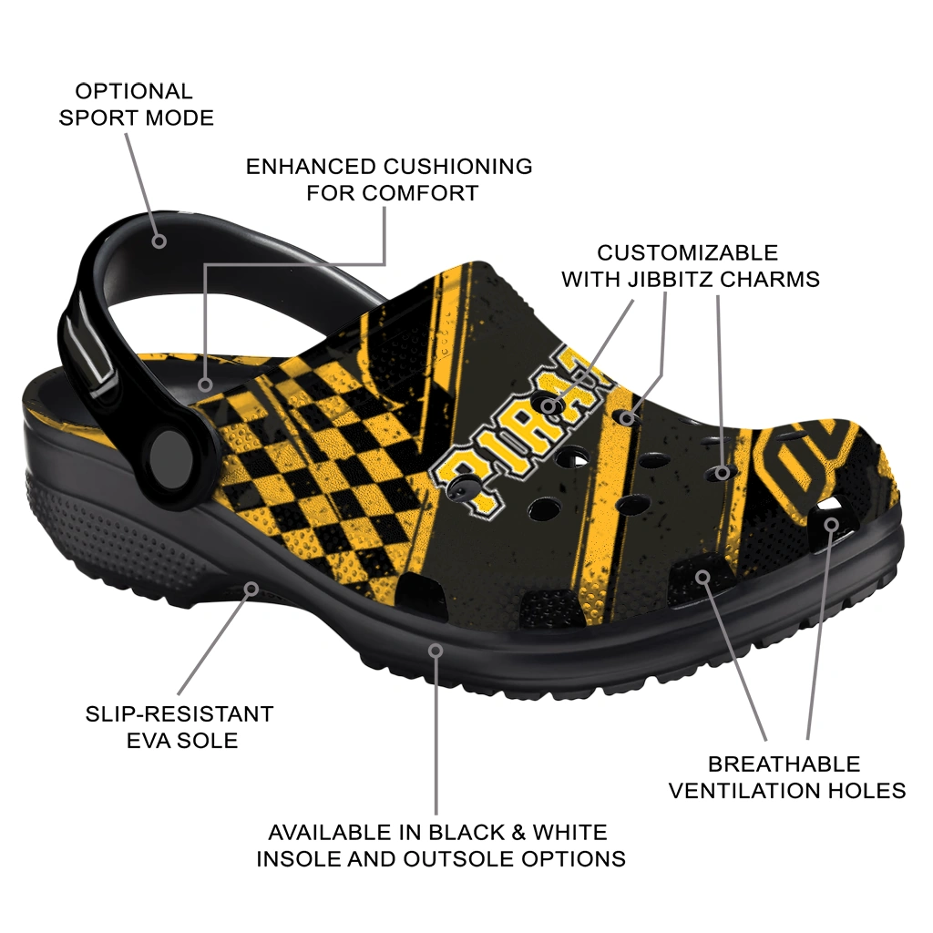 Pittsburgh Pirates Clogs - Personalized Circuit Geometry Black 5