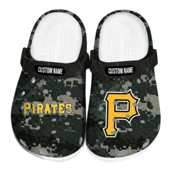 Pittsburgh Pirates Clogs - Personalized Digital Camo Black