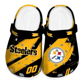 Pittsburgh Steelers Clogs - Custom Checkered Streaks Gold Black
