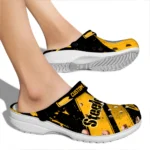 Pittsburgh Steelers Clogs – Custom Checkered Streaks Gold Black 1