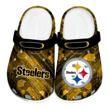 Pittsburgh Steelers Clogs - Customized Circuit Geometry Gold Black