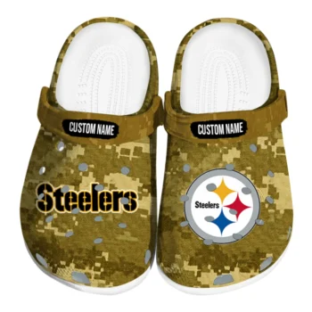 Pittsburgh Steelers Clogs - Customized Digital Camo Gold