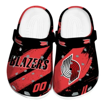 Portland Trail Blazers Clogs - Custom Checkered Streaks Red Black