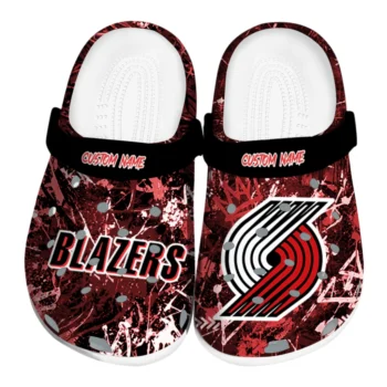 Portland Trail Blazers Clogs - Custom Graffiti Burst Red Black