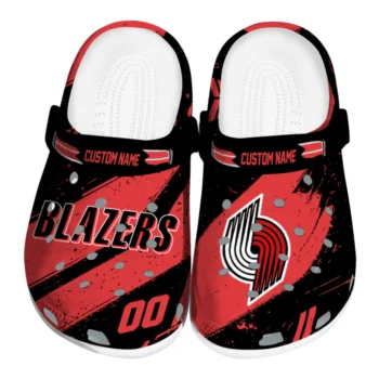 Portland Trail Blazers Clogs - Custom Checkered Streaks Red Black