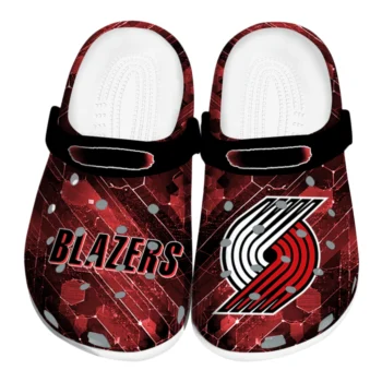 Portland Trail Blazers Clogs - Customized Circuit Geometry Red Black
