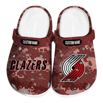 Portland Trail Blazers Clogs - Customized Digital Camo Red
