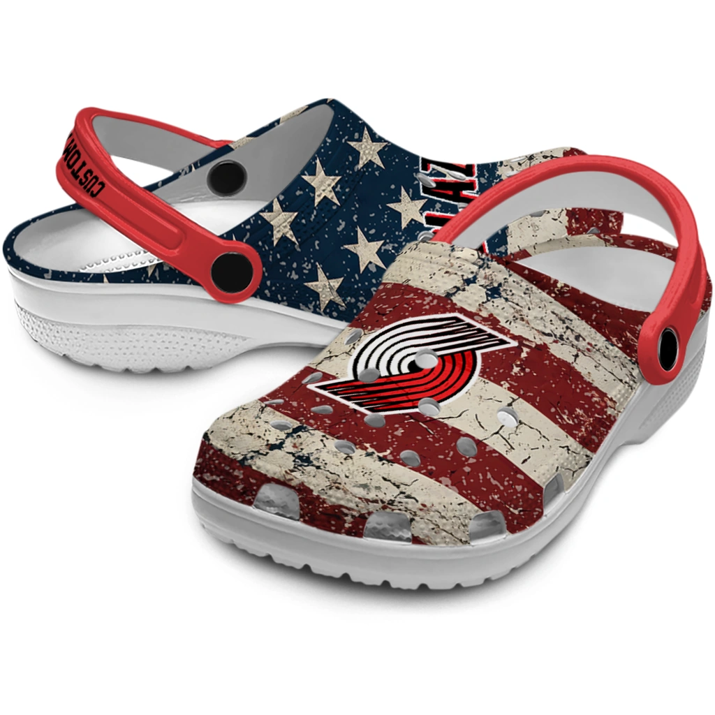 portland-trail-blazers-clog-customized-distressed-stripes-red-blue-high-quality.webp