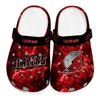 Portland Trail Blazers Clogs - Personalized Cracked Energy Red Black