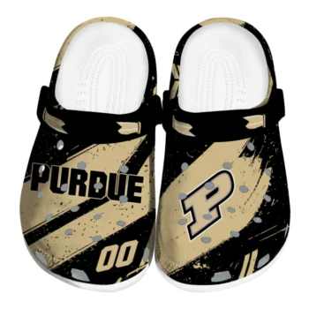 Purdue Boilermakers Clogs - Custom Checkered Streaks Gold Black