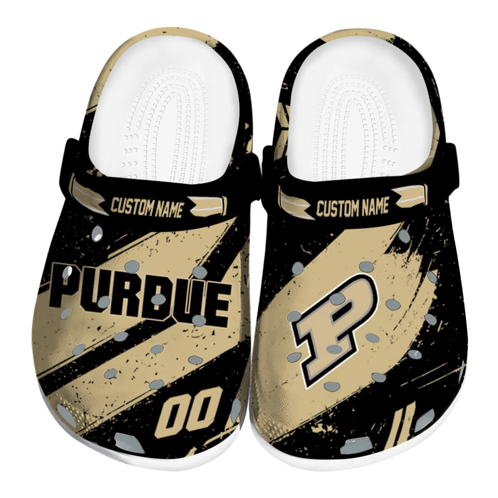 Purdue Boilermakers Clogs - Customized Circuit Geometry Gold Black 1 purdue boilermakers clog customized checkered streaks gold black best selling 1