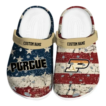 Purdue Boilermakers Clogs - Customized Distressed Stripes Gold Red Blue