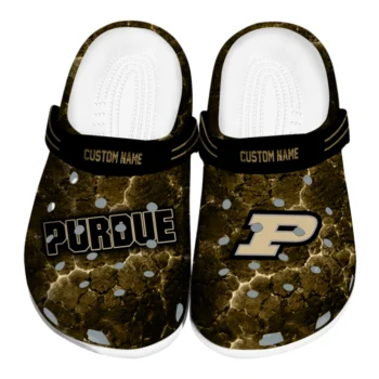 Purdue Boilermakers Clogs - Personalized Cracked Energy Gold Black