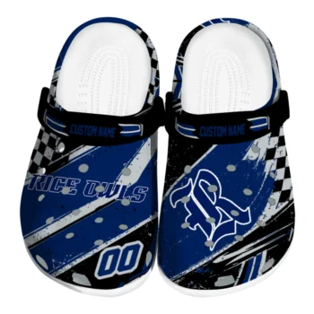 Rice Owls Clogs - Customized Circuit Geometry Navy Blue Black