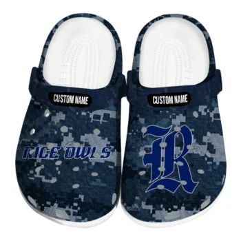 Rice Owls Clogs - Customized Digital Camo Navy Blue