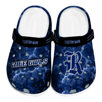 Rice Owls Clogs - Personalized Cracked Energy Navy Blue Black