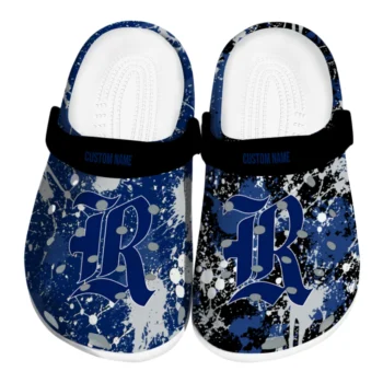 Rice Owls Clogs - Personalized Splatter Splash Navy Blue Black