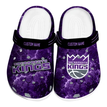 Sacramento Kings Clogs - Custom Cracked Energy Purple Black