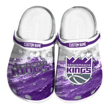 Sacramento Kings Clogs - Customized Wave Swirl Purple White